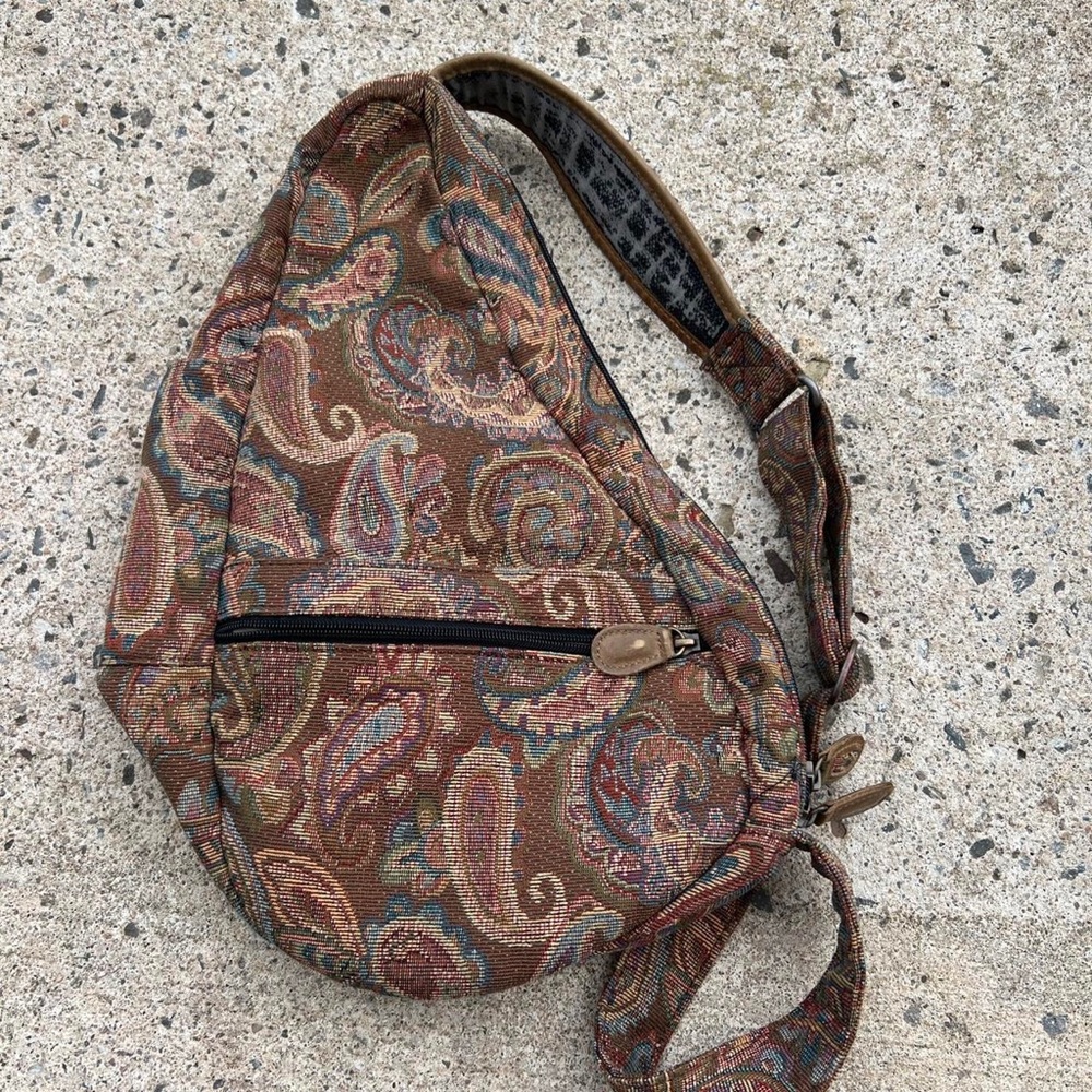 Paisley Boho Vintage LL Bean Sling Crossbody Bag